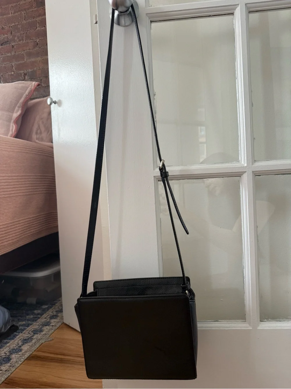 Kate Spade Black Leather Crossbody with Gold Logo